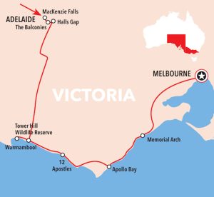 Adelaide nach Melbourne Karte
