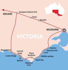 Melbourne nach Adelaide karte